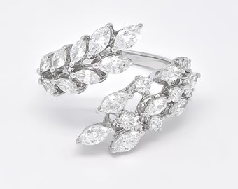 Natural Diamond Ring, 18KT White Gold Diamonds Half Eternity Anniversary Band Ring, Exclusive Diamond Ring, Gift for Her