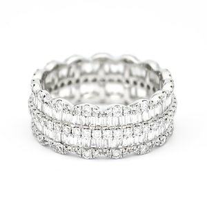 Natural Diamond Band, 18KT White Gold Diamond Multi Row Eternity Band, Modern Statement Diamond Band, Exclusive Diamond Band