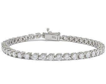 Natural Diamond Tennis Bracelet, 18 KT White Gold Single Line Bracelets,  Gift for him or her, Classic Tennis Bracelet