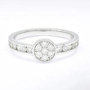Natural Diamond Ring, 18 KT White Gold Cluster Diamonds Engagement Ring , Minimalistic Ring, Anniversary Ring, Gift for her