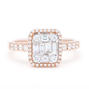 Natural Diamond Ring, 18KT Rose Gold Bridal Ring, Luxurious Engagement Ring, Gift for her, Designer Diamond Ring, Women&#39;s Diamond Ring