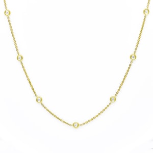 Natural Diamond Necklace , 18 Karat Yellow Gold, Bezel Set Diamond Choker Necklace , 18k Solid Diamond Necklace