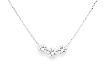 18KT Gold Natural Diamond Necklace, Women's Pendant Necklace, Classic Bridal Jewelry, Artisan Gift