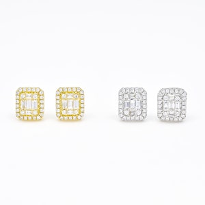 Natural Diamond Earrings, 18KT Gold Cluster Stud Earrings, Halo Cluster Earrings, Minimalistic Earrings