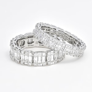 Natural Diamond Band, 18KT White Gold Eternity Anniversary Band, Cluster Stackable Band, Wedding Band, Full Eternity Band Ring