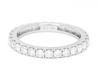 Natural Diamond Eternity Band, 18 KT White Gold Eternity Band, Gift for Her, Wedding Ring, Classic Wedding Band, Wedding Band