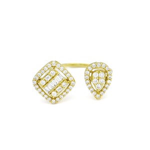 Natural diamond Ring,18KT Yellow Gold Statement Ring, Designer Diamond Ring, Modern Women Diamond Ring,  Diamond Cocktail Ring