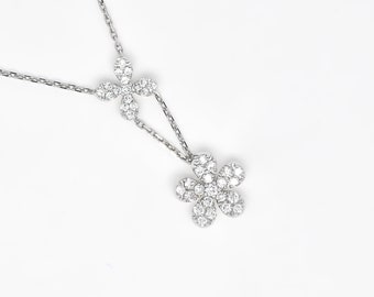 Natural Diamond Pendant, 18KT White Gold  Pendant Necklace, Simple Pendant for Women, Spring Summer Jewelry