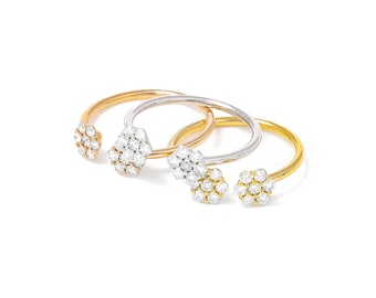 Natural Diamond Ring, 18KT Gold Diamonds Cluster Ring, Designer Diamond Ring, Gift for her, Unique Design Ring, Women's Rog