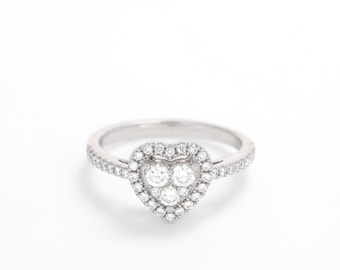 Natural Diamond Ring, 18KT White Gold Engagement Ring, Simple diamond Ring, Heart Shape Ring, Valentines Day, Promise Ring