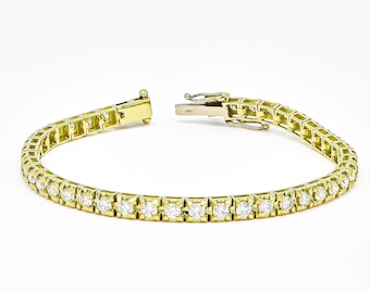 Natural Diamond Tennis Bracelet, 18KT Gold Bracelet, Him and Her Bracelet, Minimalistic Bracelet, Women Diamond Bracelet