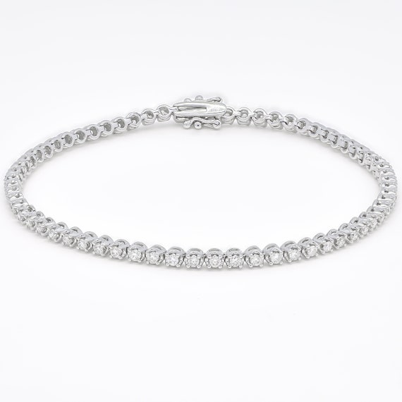 Natural Diamond Bracelet, 18 KT White Gold Single Row Tennis Bracelet, Gift  for Her, Simple Tennis Bracelet, Elegant Women's Bracelet - Etsy