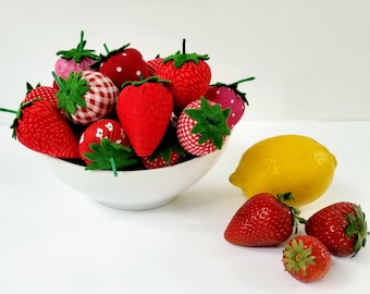 Fabric Strawberries -  Strawberry Bowl Fillers - Home Décor Strawberries