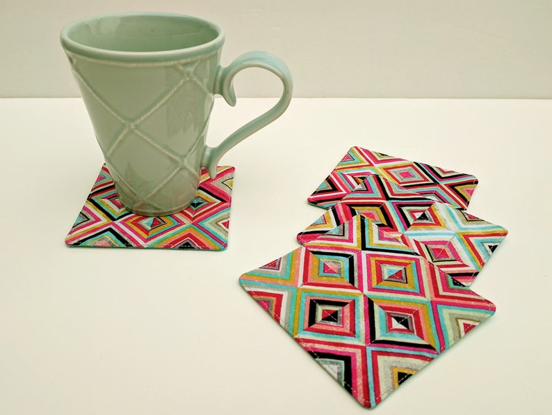 Fabric Coasters Diamond Square Coasters Set of 4 Etsy
