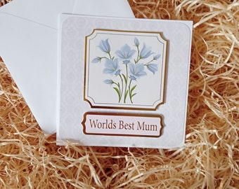 Mother's Day Card, Flowers Mother's Day card, Mothering Sunday card, Best Mum card, Worlds best Mum