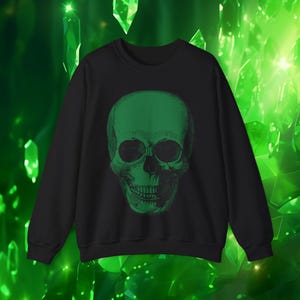 Green Goth Skull Unisex Heavy Blend Crewneck Sweatshirt