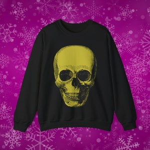 Yellow Goth Skull Unisex Heavy Blend Crewneck Sweatshirt