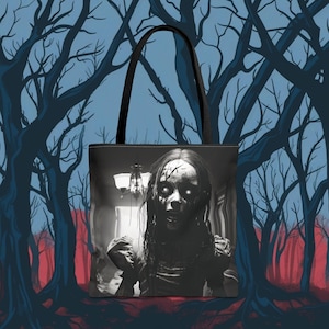 Eerie Doll Trick or Treat Cotton Bag - Goth Horror Halloween Accessory