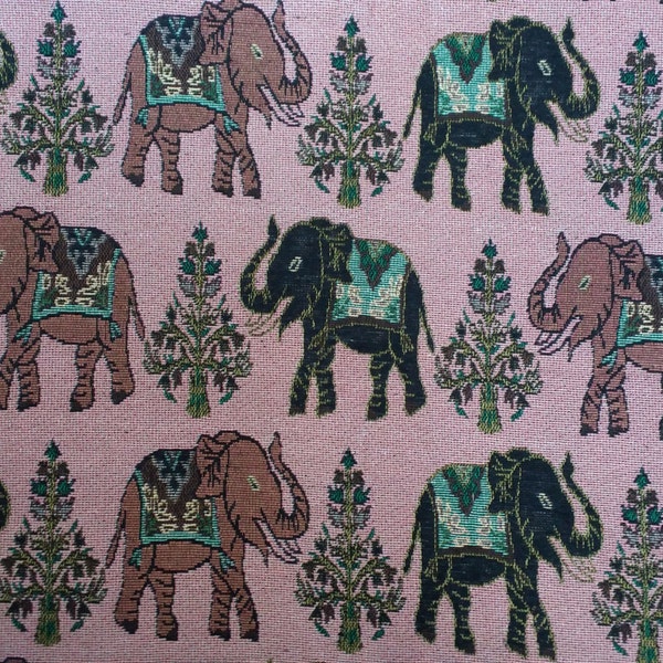 Thai Fabric, Northern Thai Fabric, Thai Woven Fabric, Thai Cotton Fabric, Thai Elephants Printed Fabric, Half Yard.