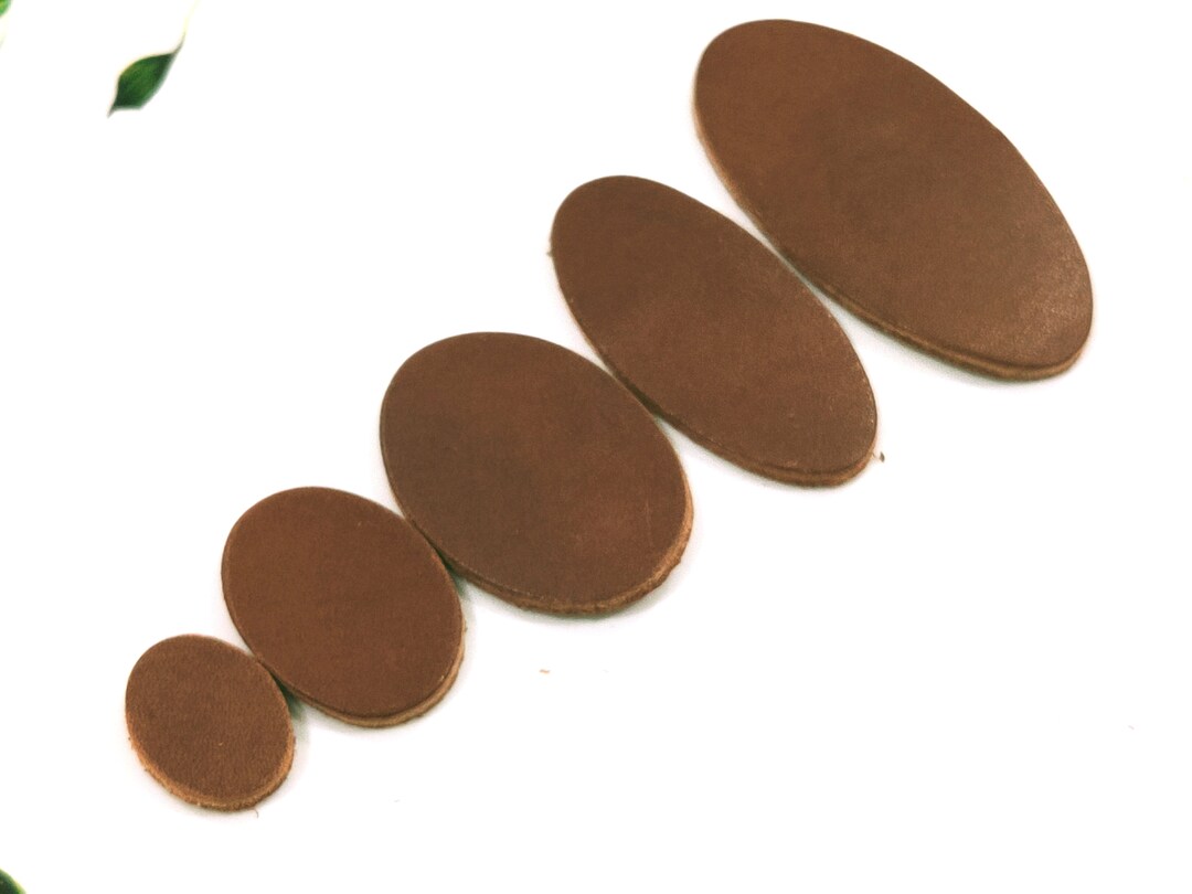 Oval Shape, Leather Oval, 5 Sizes, Brown, Blank Leather Tag, Leather
