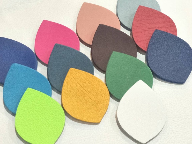 Smooth Leather Leaf Leaf Cut Outs Leaf Die Cut Leaf Shape Mixed Colors Earrings Accessories 12 Pairs+Free 1 pair 50mm.x38mm.