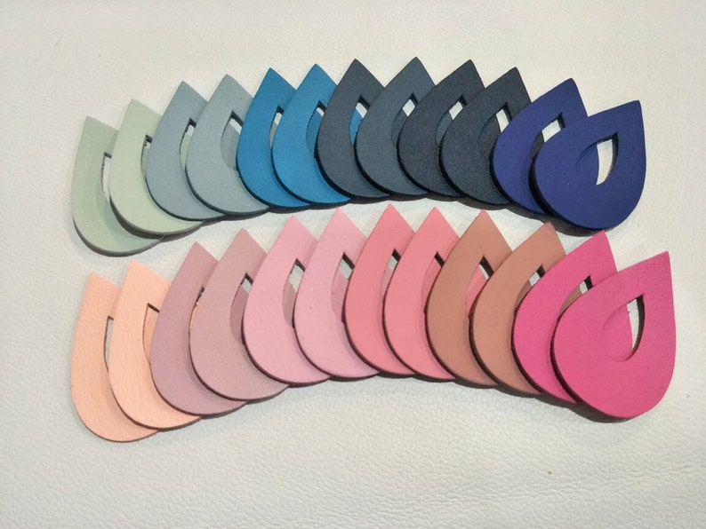 12 Pairs Mixed Pink/&Blue Shade Teardrops Die Cut Smooth Leather Teardrops Cut Outs Teardrops Shape Teardrops Cut Outs. 54mm.
