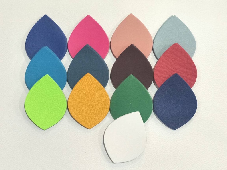 Smooth Leather Leaf Leaf Cut Outs Leaf Die Cut Leaf Shape Mixed Colors Earrings Accessories 12 Pairs+Free 1 pair 50mm.x38mm.