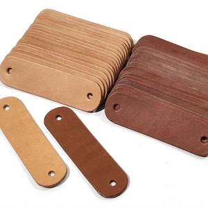 Leather Tag, Blank Leather Rectangle with Rounded Edge, 4 Sizes, Vegetable Tanned Leather, Leather Tag For Knitting, Name for Pet Collar.