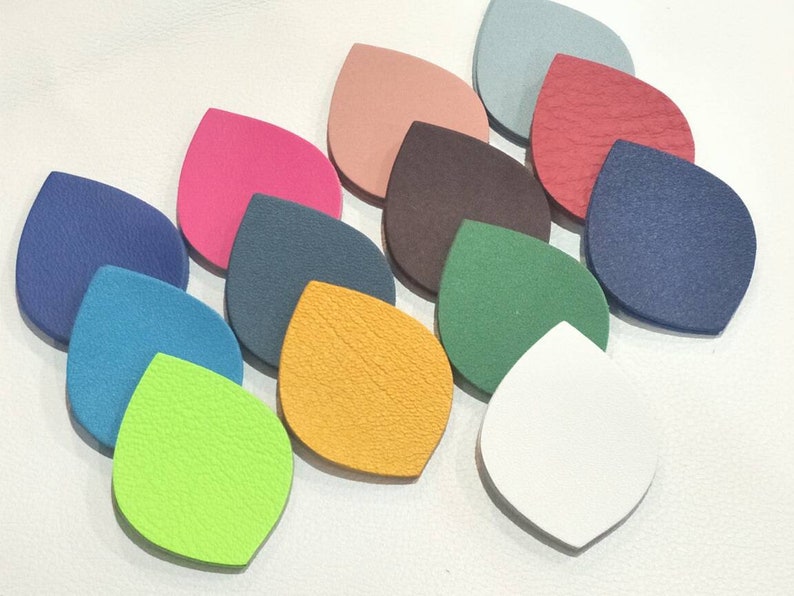 Smooth Leather Leaf Leaf Cut Outs Leaf Die Cut Leaf Shape Mixed Colors Earrings Accessories 12 Pairs+Free 1 pair 50mm.x38mm.