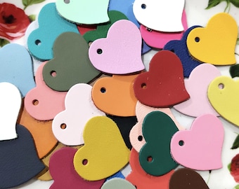 Mixed Leather Heart Tags: 2 Sizes, Colorful Craft Supplies (24 Pieces