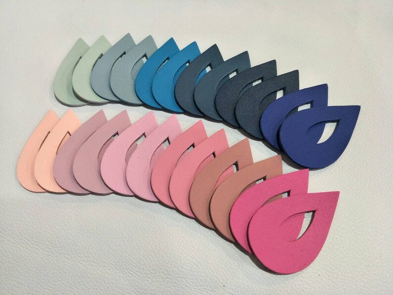 12 Pairs Mixed Pink/&Blue Shade Teardrops Die Cut Smooth Leather Teardrops Cut Outs Teardrops Shape Teardrops Cut Outs. 54mm.