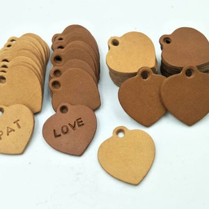 Heart Shape, Blank Leather Heart Tag, 30mm.3 cm., Leather Heart Dog Tag, Leather Pet Tag, Leather Dog ID Tag, Cat ID Tag, Leather Tag. image 1
