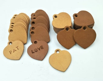 Heart Shape, Blank Leather Heart Tag,  30mm.(3 cm.), Leather Heart Dog Tag, Leather Pet Tag, Leather Dog ID Tag, Cat ID Tag, Leather Tag.