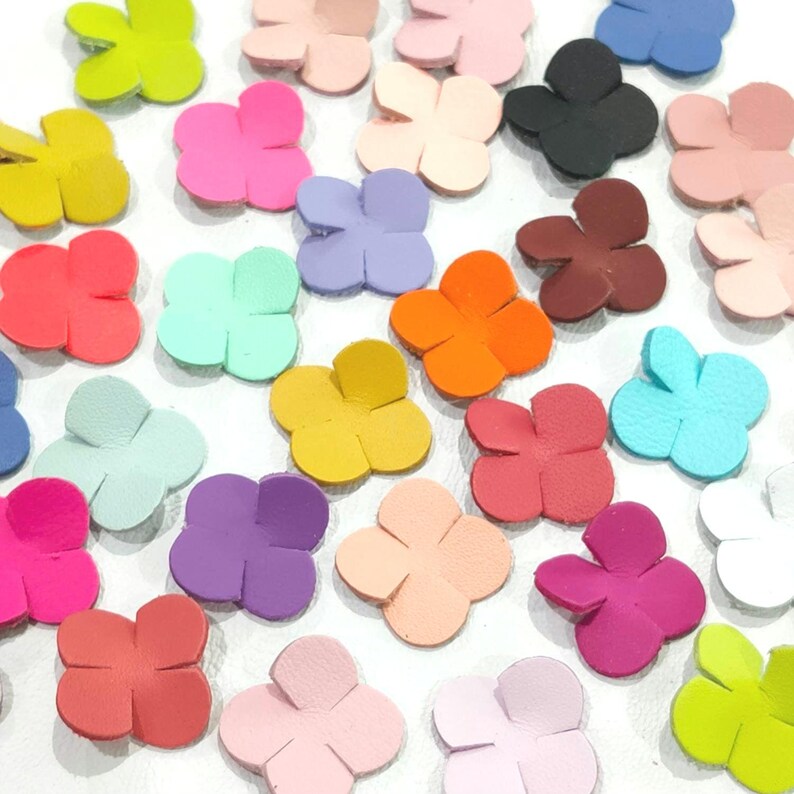 Leather Flower Cutouts, Colorful Floral Shapes, DIY Craft Supplies, 25mm, 50 Pcs image 3
