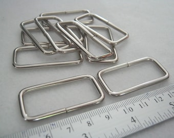 10 Pieces, 1.5 Inch. (38 mm./3.8 cm.) (inner) Nickel Rectangle Rings, Purse Making Accessories