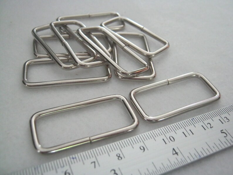 1.5 Inch. Nickel Rectangle Rings inner 10 Pieces Purse Making Accessories 38 mm.3.8 cm.