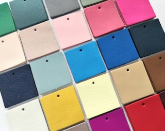 Mixed Color Leather Square Tags: 30mm DIY Craft Supplies