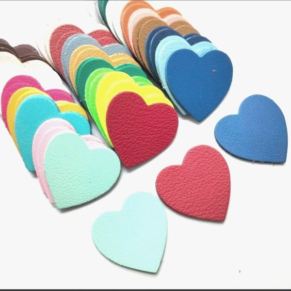 Heart Shape, Leather Heart, 6 Sizes, Mixed Colors, Genuine Leather, Heart Die Cut, Leather Heart Die Cut, DIY Projects.