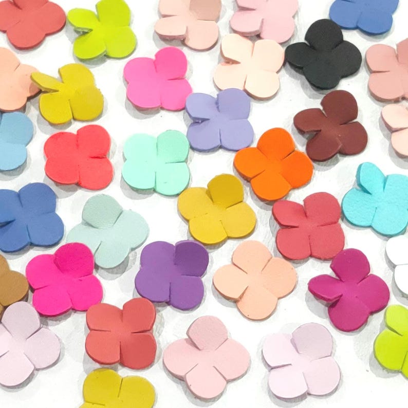 Leather Flower Cutouts, Colorful Floral Shapes, DIY Craft Supplies, 25mm, 50 Pcs image 5
