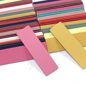 Étiquettes rectangulaires en cuir véritable lisse - Couleurs variées, 4 tailles