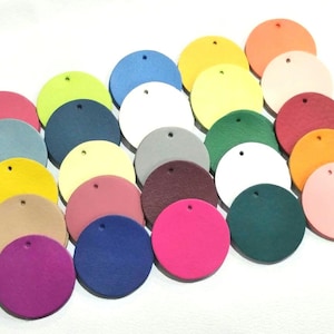 Kreisform, Blank Glatte Leder Kreis mit einem Loch, Leder Kreis, Leder Tags, 5 Größen, Mischfarben, Echtes Leder.