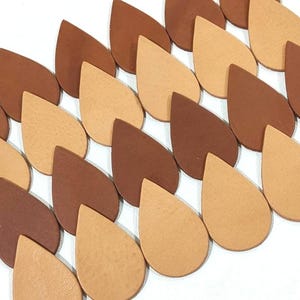 Vegetable Tanned Leather Teardrop Die Cuts: Natural & Tan, 8 Sizes