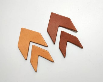 Chevron Shape, Leather Chevron, 2 Sizes, Vegetable Tanned Leather, Natural and Tan, Leather Chevron Die Cut, DIY Projects.