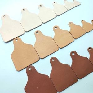 Vegetable Tanned Leather Ear Tag Blank: 6 Sizes, DIY Craft Supply