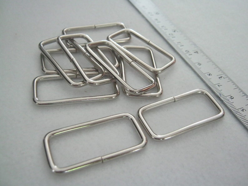 1.5 Inch. Nickel Rectangle Rings inner 10 Pieces Purse Making Accessories 38 mm.3.8 cm.