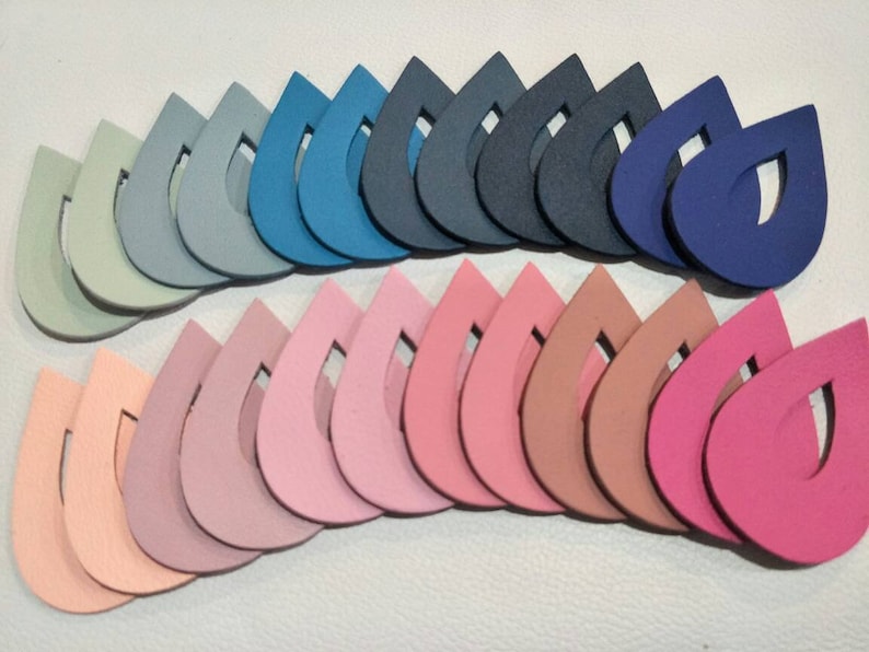 12 Pairs Mixed Pink/&Blue Shade Teardrops Die Cut Smooth Leather Teardrops Cut Outs Teardrops Shape Teardrops Cut Outs. 54mm.