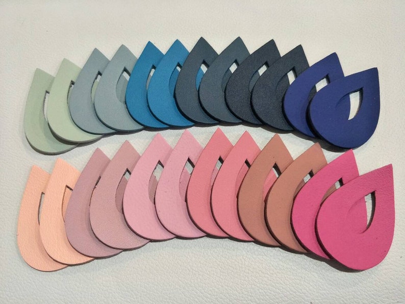12 Pairs Mixed Pink/&Blue Shade Teardrops Die Cut Smooth Leather Teardrops Cut Outs Teardrops Shape Teardrops Cut Outs. 54mm.