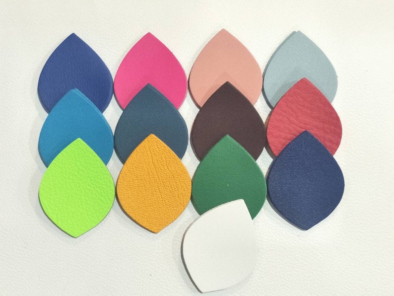 Smooth Leather Leaf Leaf Cut Outs Leaf Die Cut Leaf Shape Mixed Colors Earrings Accessories 12 Pairs+Free 1 pair 50mm.x38mm.