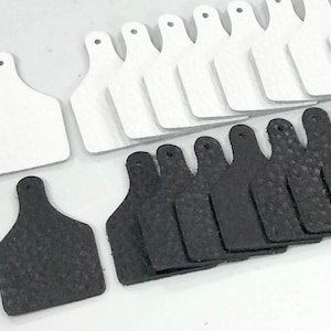 Textured Leather Ear Tag Blanks: Black & White, 2 Sizes - 24 Pcs