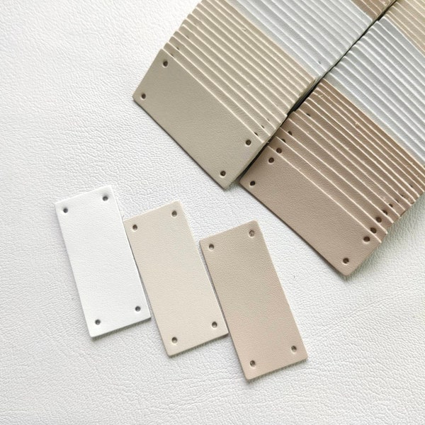 Blank Leather Tag, Leather Rectangle Tag with 4 Holes for Handmade Items, Rectangle Tag, Leather Label for Knitting Items.